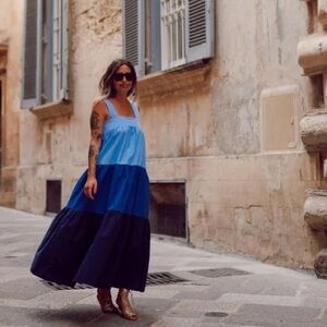 ZARA | tiered poplin dress | size medium